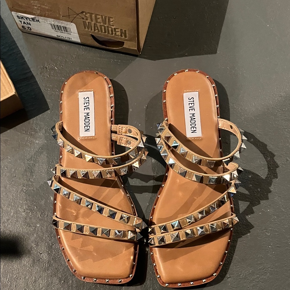Steve Madden Brown Studded Sandals
